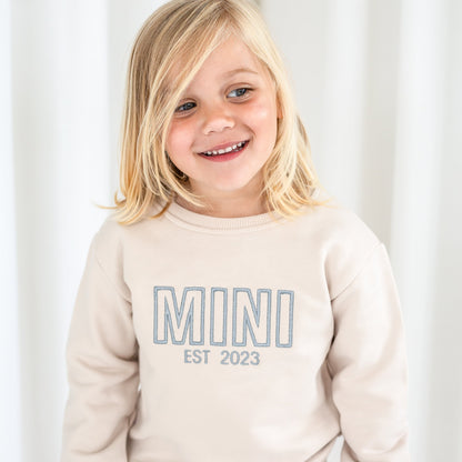 Signature child's MINI outline embroidered matching mini me sweatshirt