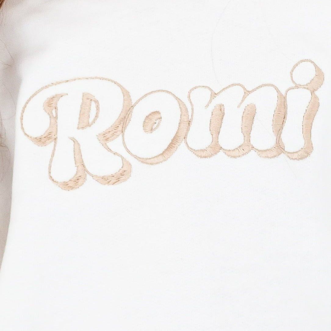 Summer bubble font personalised name embroidered sweatshirt