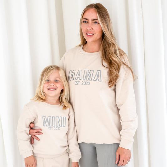 Signature ladies' MAMA outline embroidered matching mini me sweatshirt