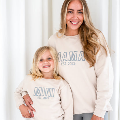 Signature ladies' MAMA outline embroidered matching mini me sweatshirt