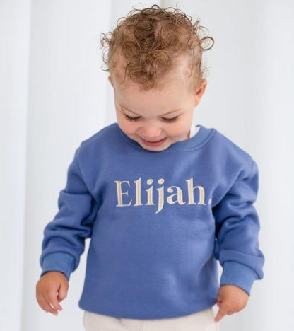 Boys personalised bold name embroidered sweatshirt