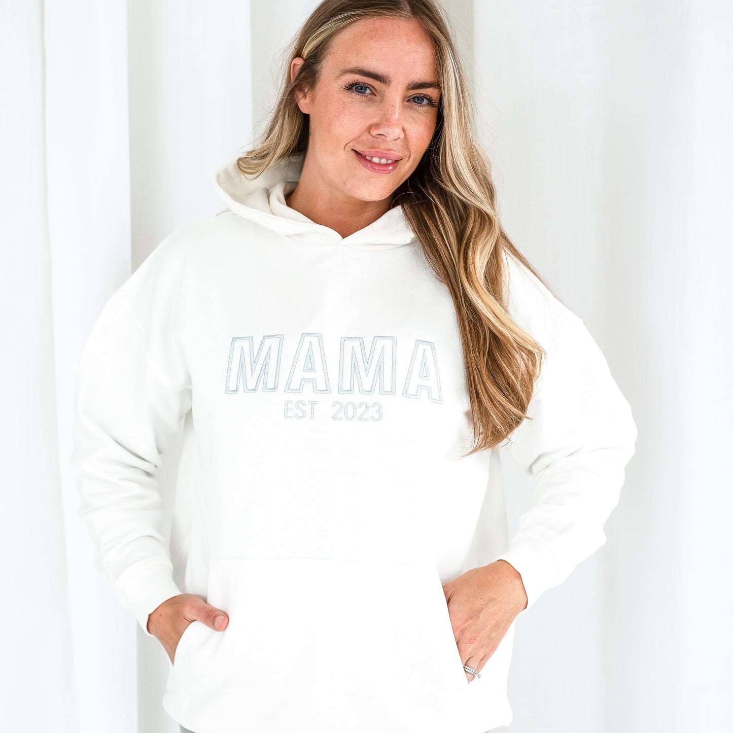 Signature ladies' MAMA outline embroidered matching mini me hoodie