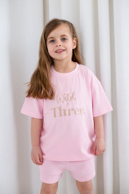 Birthday embroidered t shirt and shorts set - Choose from 12 birthday designs to cover all ages