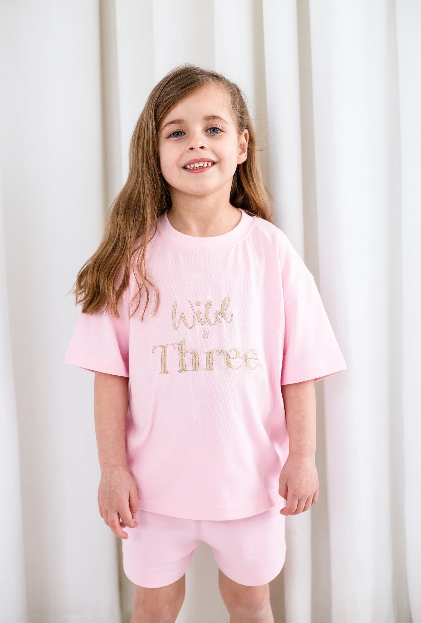 'Wild and Three' Third birthday embroidered t shirt