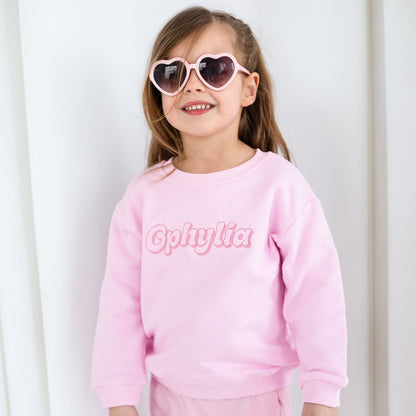 Summer bubble font personalised name embroidered sweatshirt