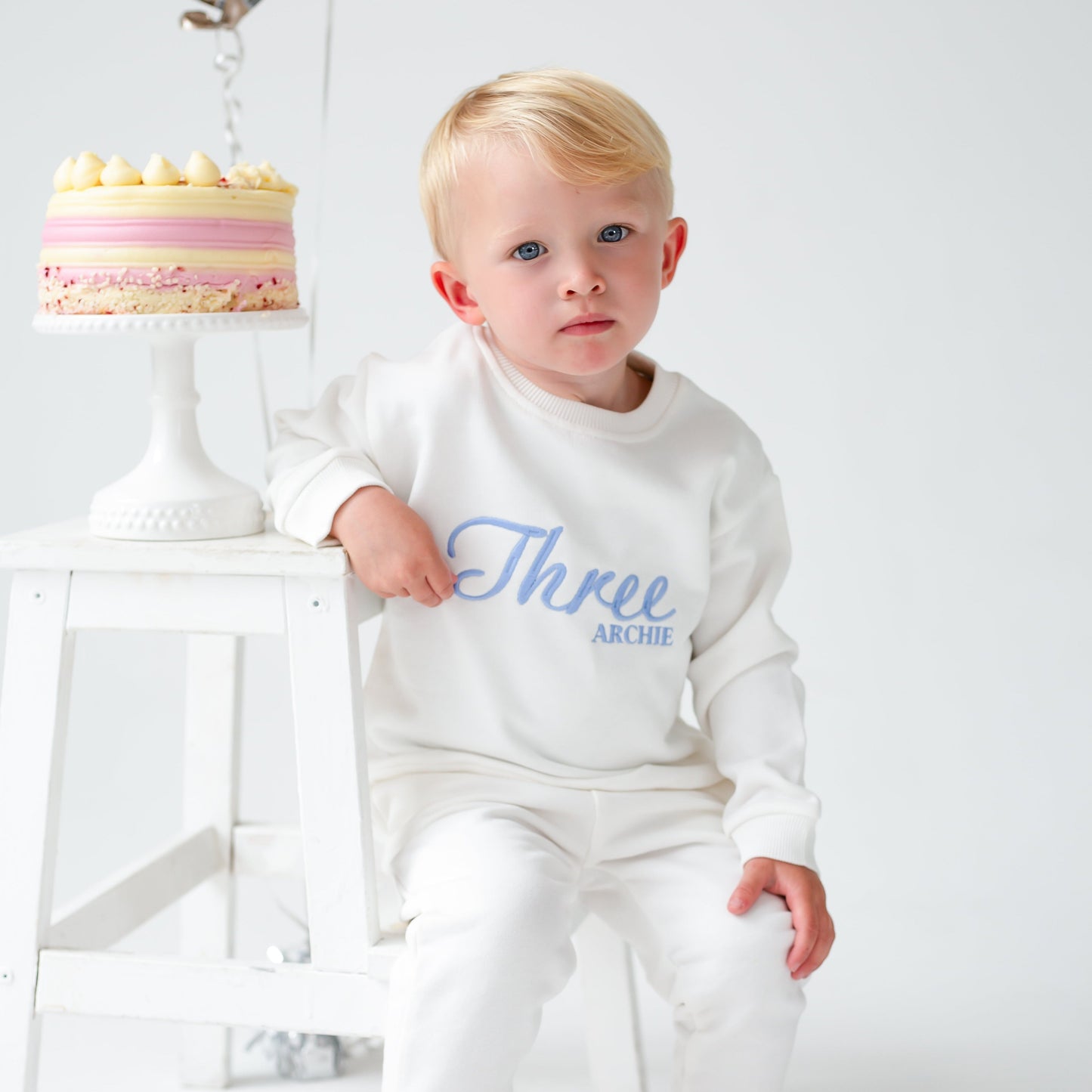 Signature Personalised Big 'Three' birthday embroidered sweatshirt