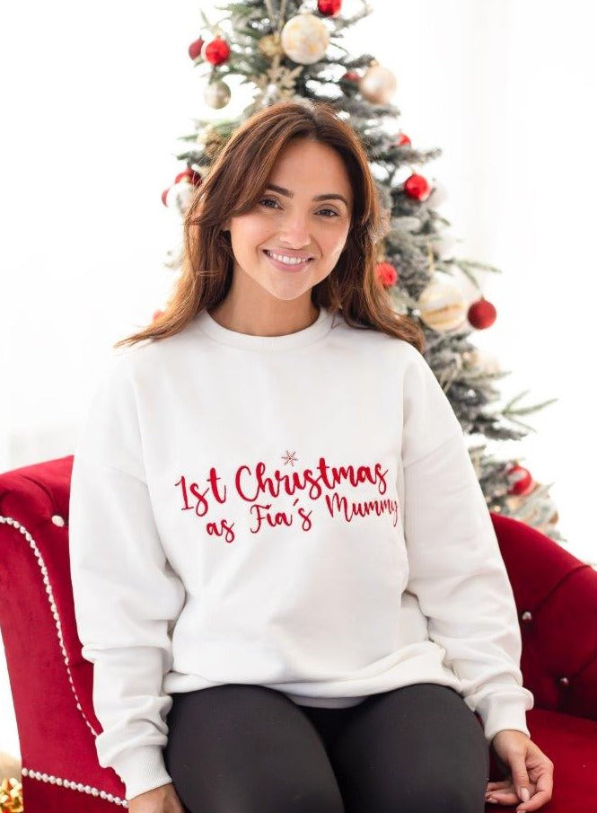 Ladies First Christmas' personalised embroidered sweatshirt