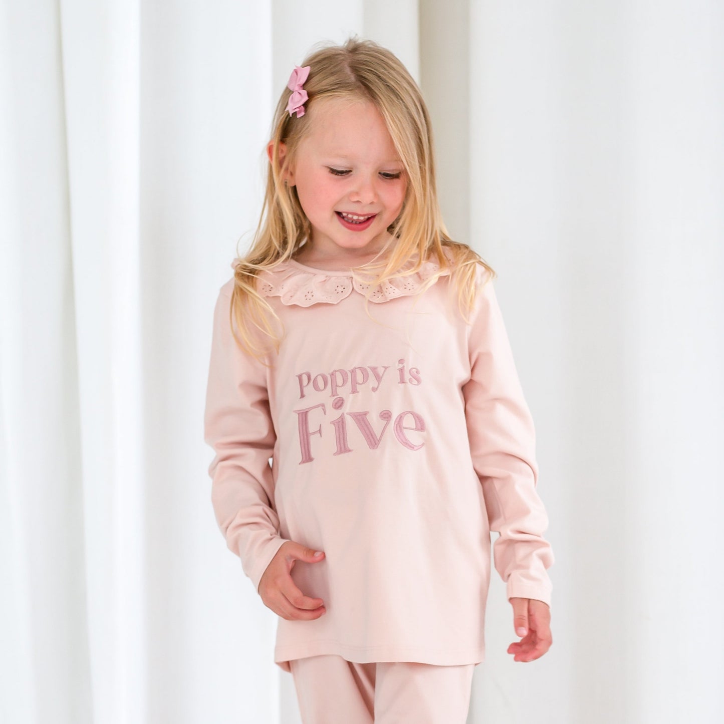 Signature 'When i wake' embroidered personalised birthday pyjamas