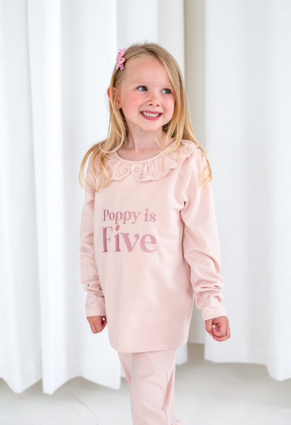 Signature frill collar embroidered personalised birthday pyjamas