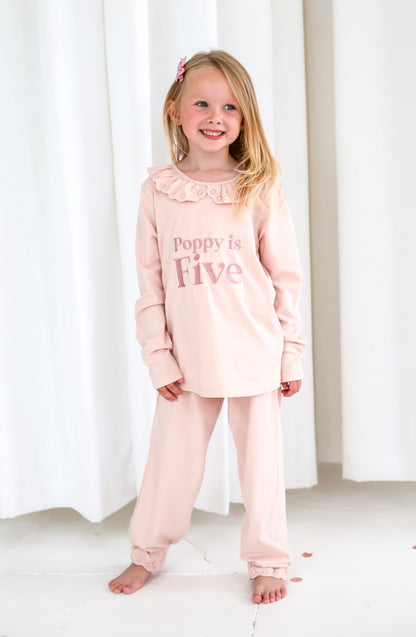 Signature 'When i wake' embroidered personalised birthday pyjamas