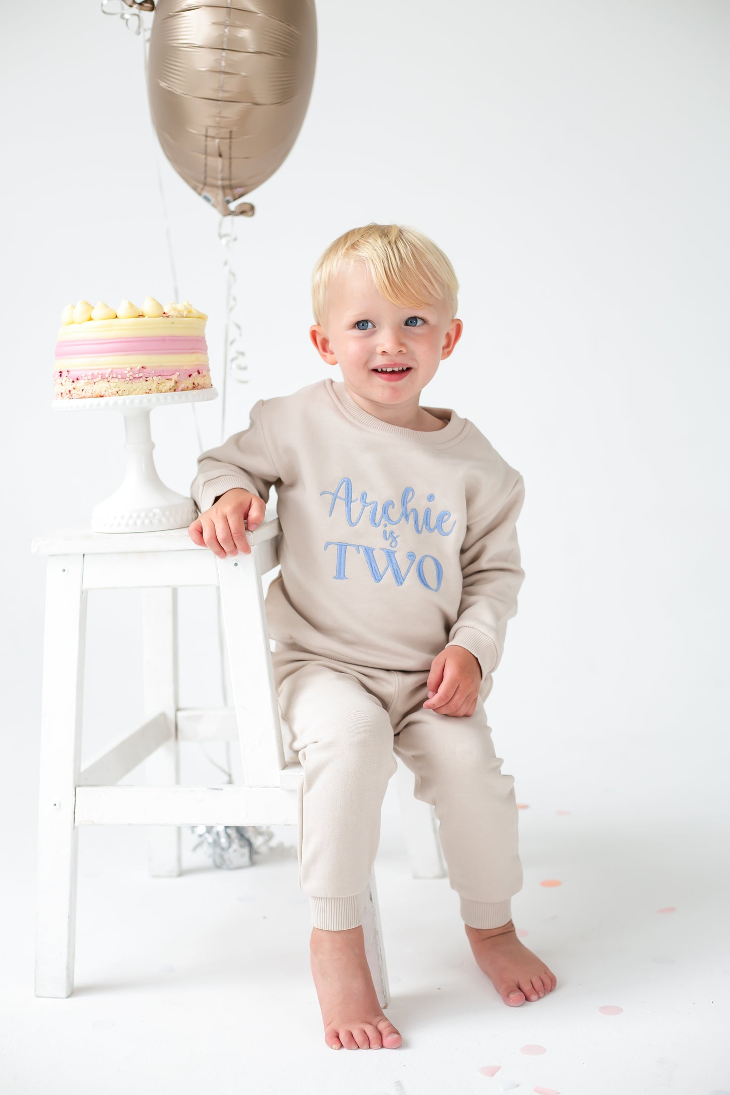 Signature personalised 'Is Two' second birthday embroidered sweatshirt