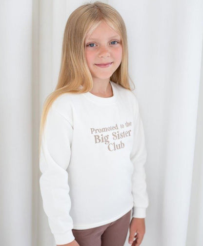 'Promoted to big sister' embroidered sweatshirt