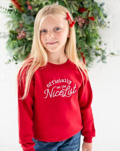 'Officially on the nice list' Christmas embroidered sweatshirt