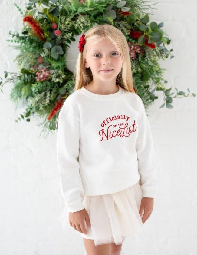 'Officially on the nice list' Christmas embroidered sweatshirt