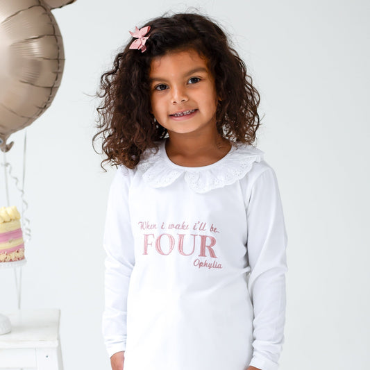 Signature 'When i wake' embroidered personalised birthday pyjamas