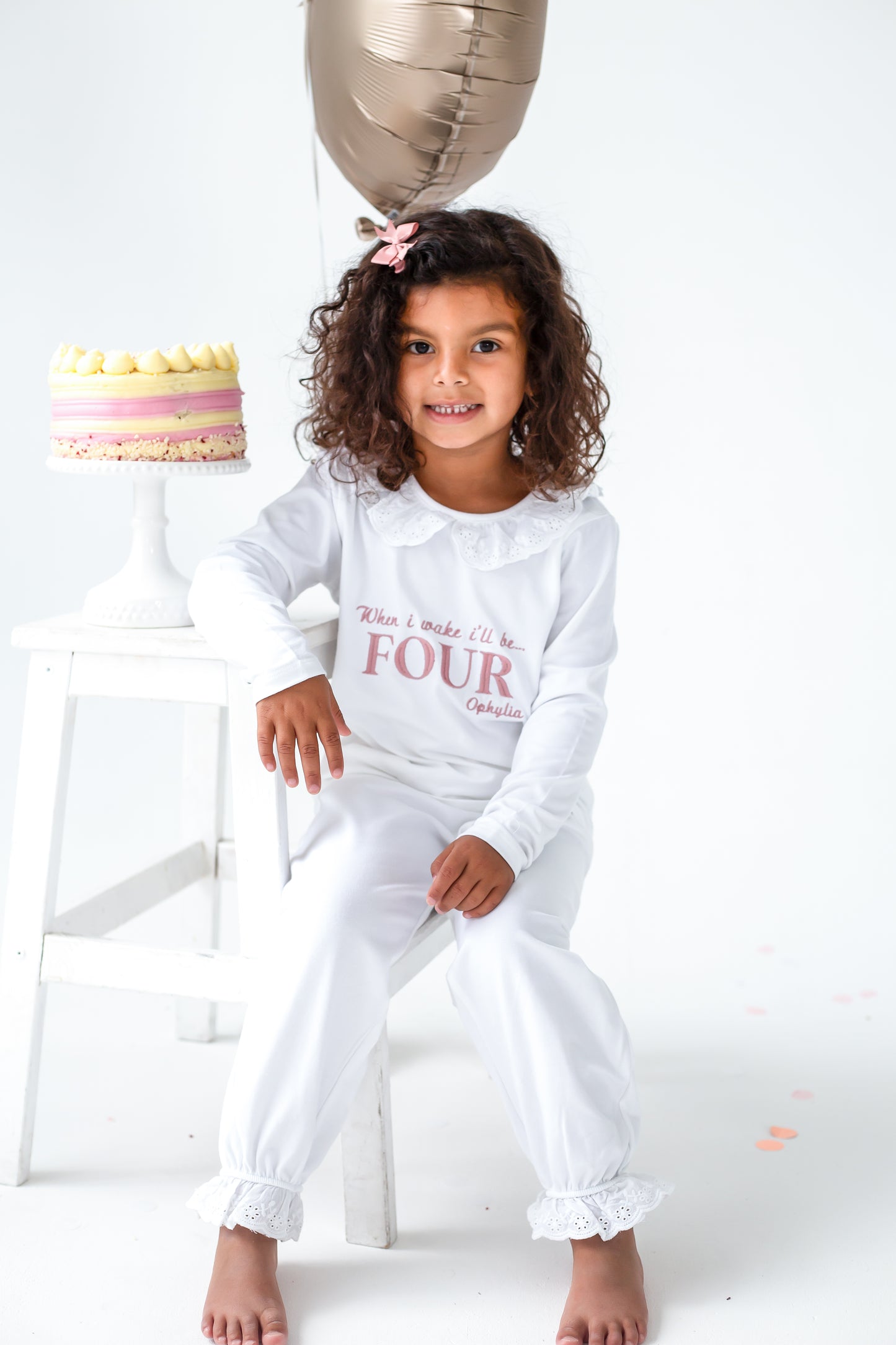 Signature 'When i wake' embroidered personalised birthday pyjamas