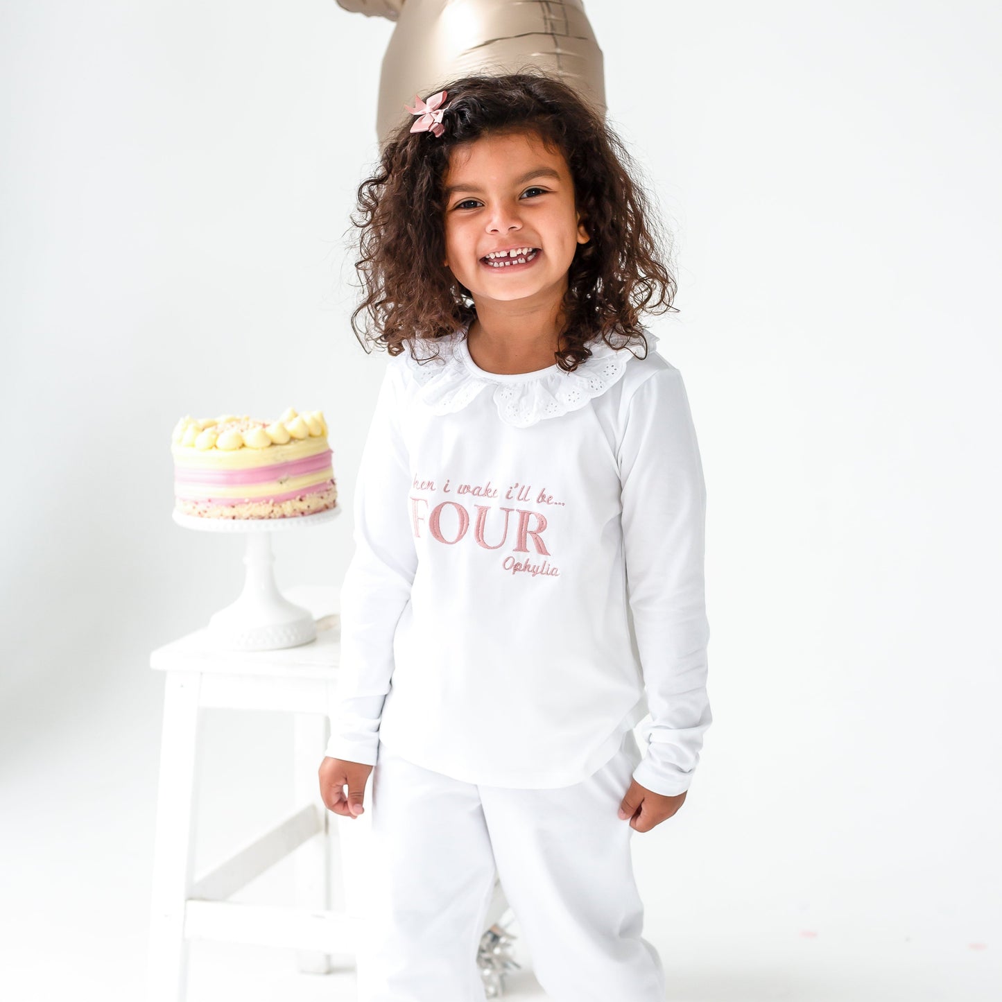 Signature 'When i wake' embroidered personalised birthday pyjamas