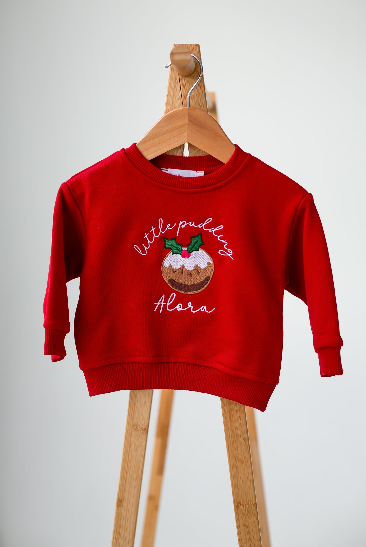 'Little pudding' embroidered personalised Christmas Jumper