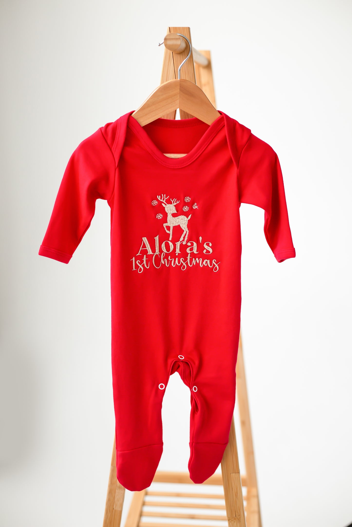 'My First Christmas' embroidered personalised babygro