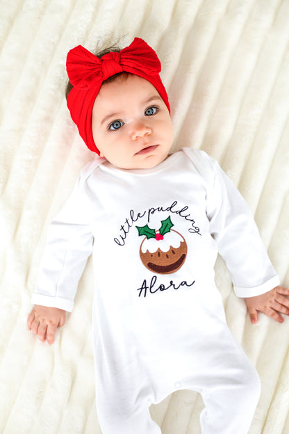 'Little pudding' embroidered personalised Christmas Jumper