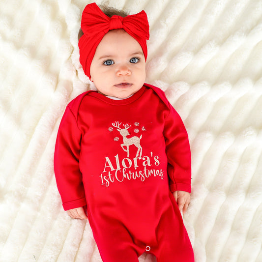 'My First Christmas' embroidered personalised babygro