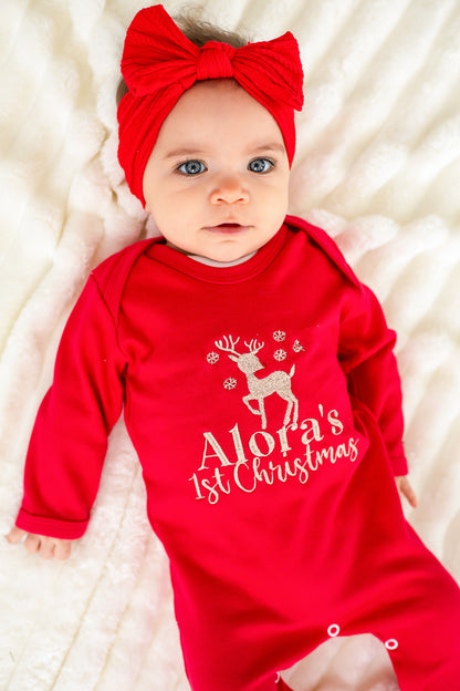 'My First Christmas' embroidered personalised babygro