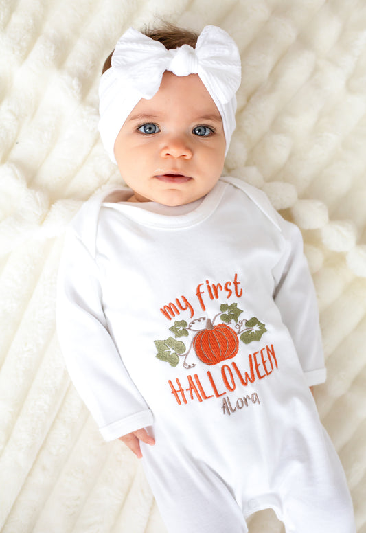 AW 'My First Halloween' embroidered personalised babygro