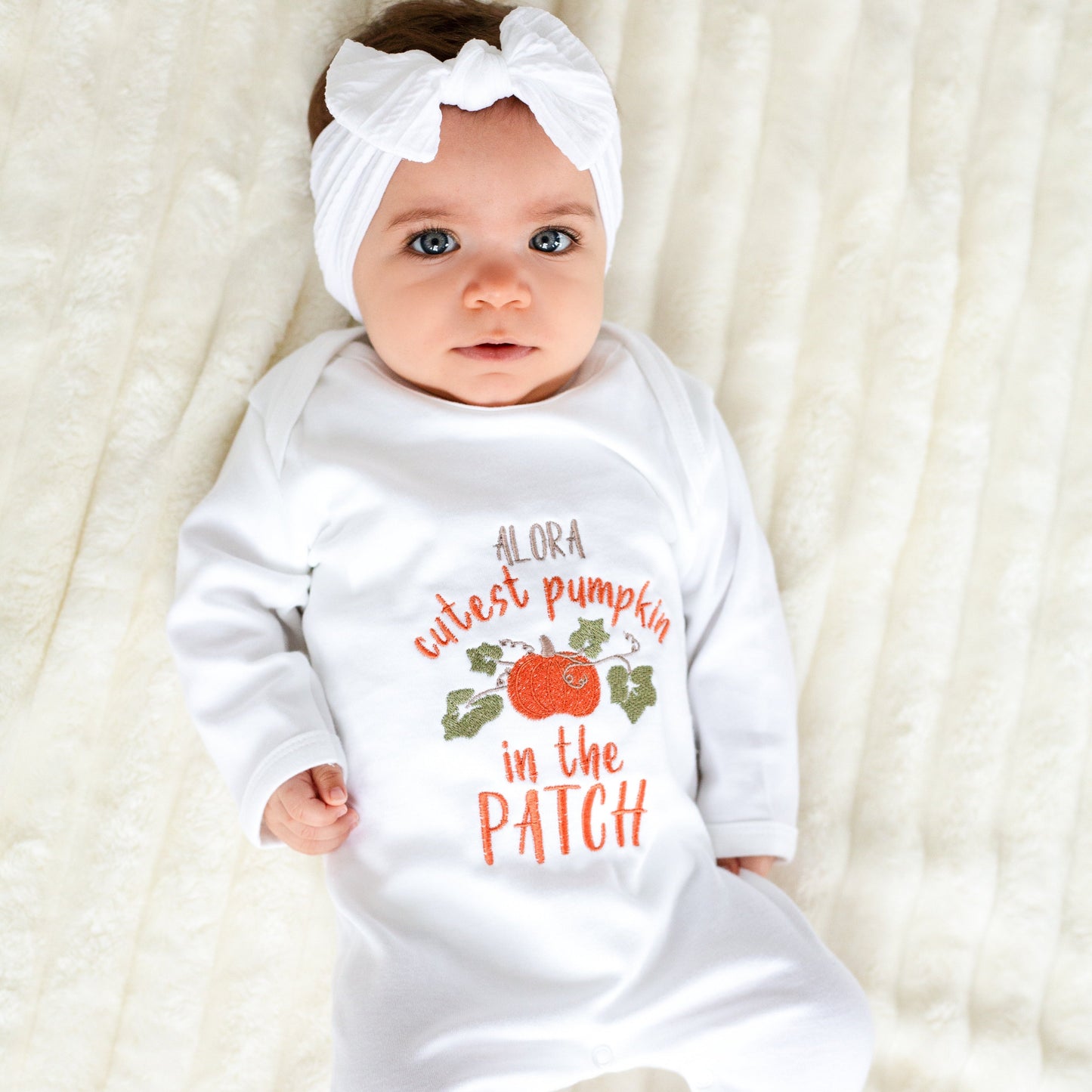 AW 'Cutest pumpkin in the patch' personalised embroidered babygro
