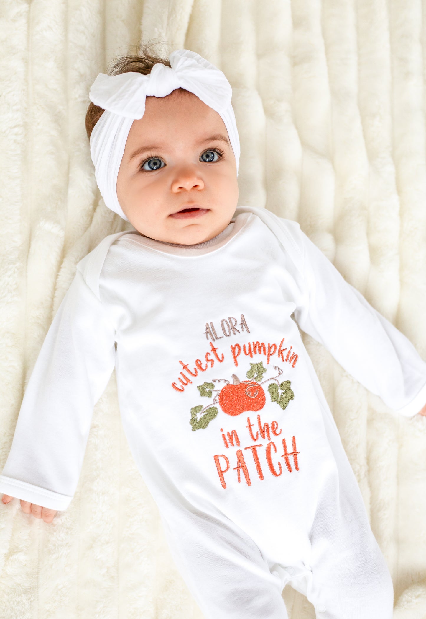 AW 'Cutest pumpkin in the patch' personalised embroidered babygro