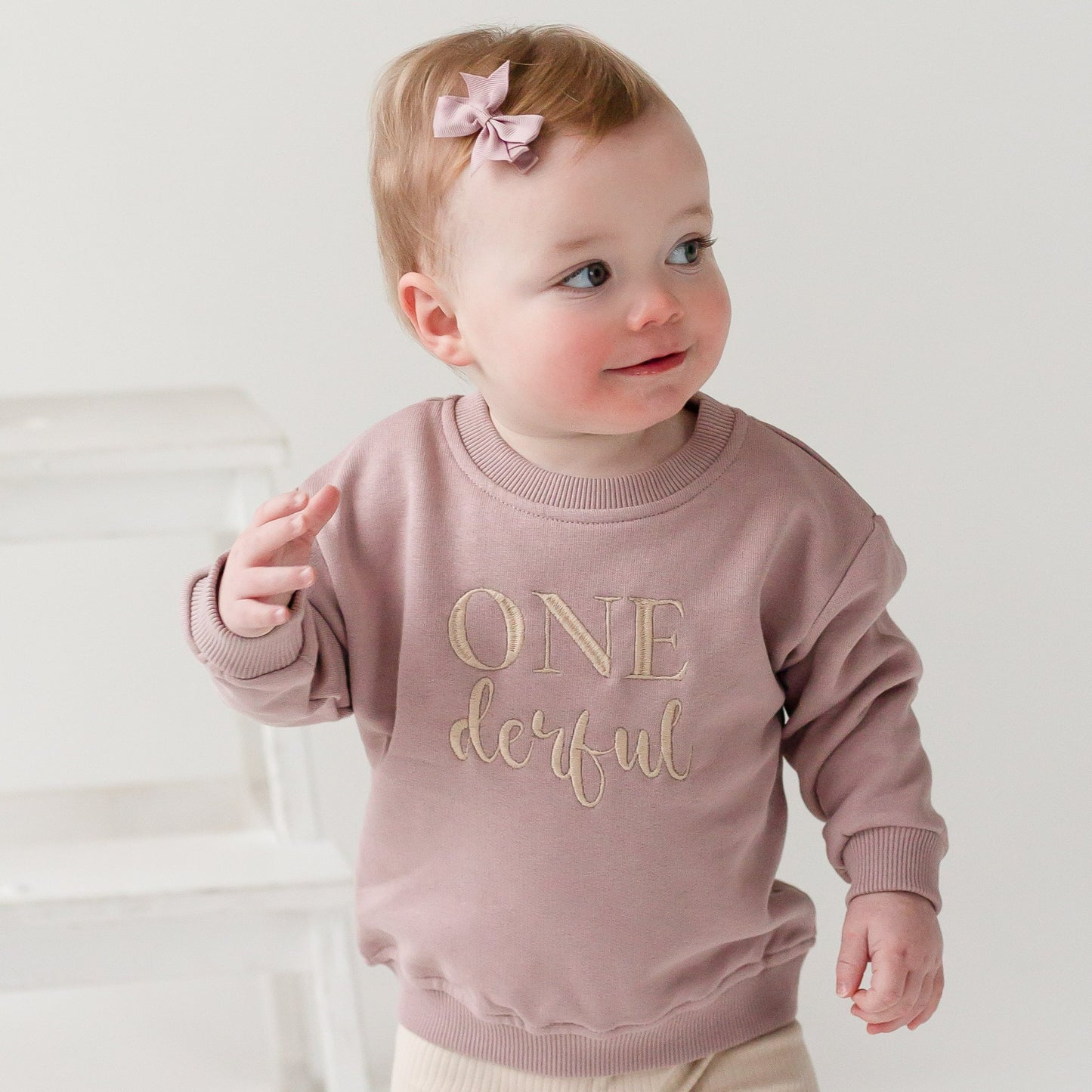 'One-Derful' first birthday embroidered sweatshirt