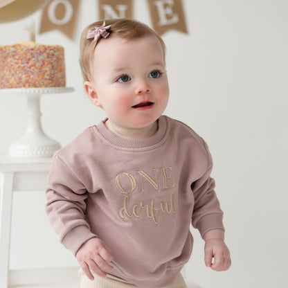 'One-Derful' first birthday embroidered sweatshirt