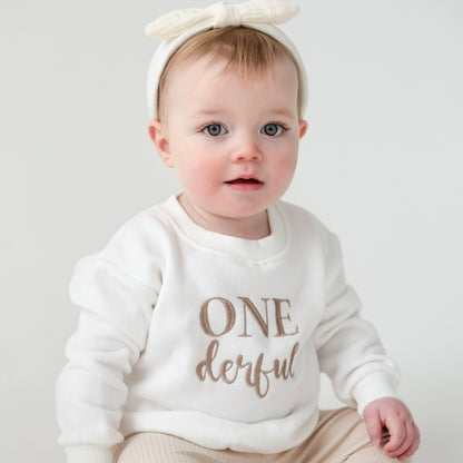 'One-Derful' first birthday embroidered sweatshirt