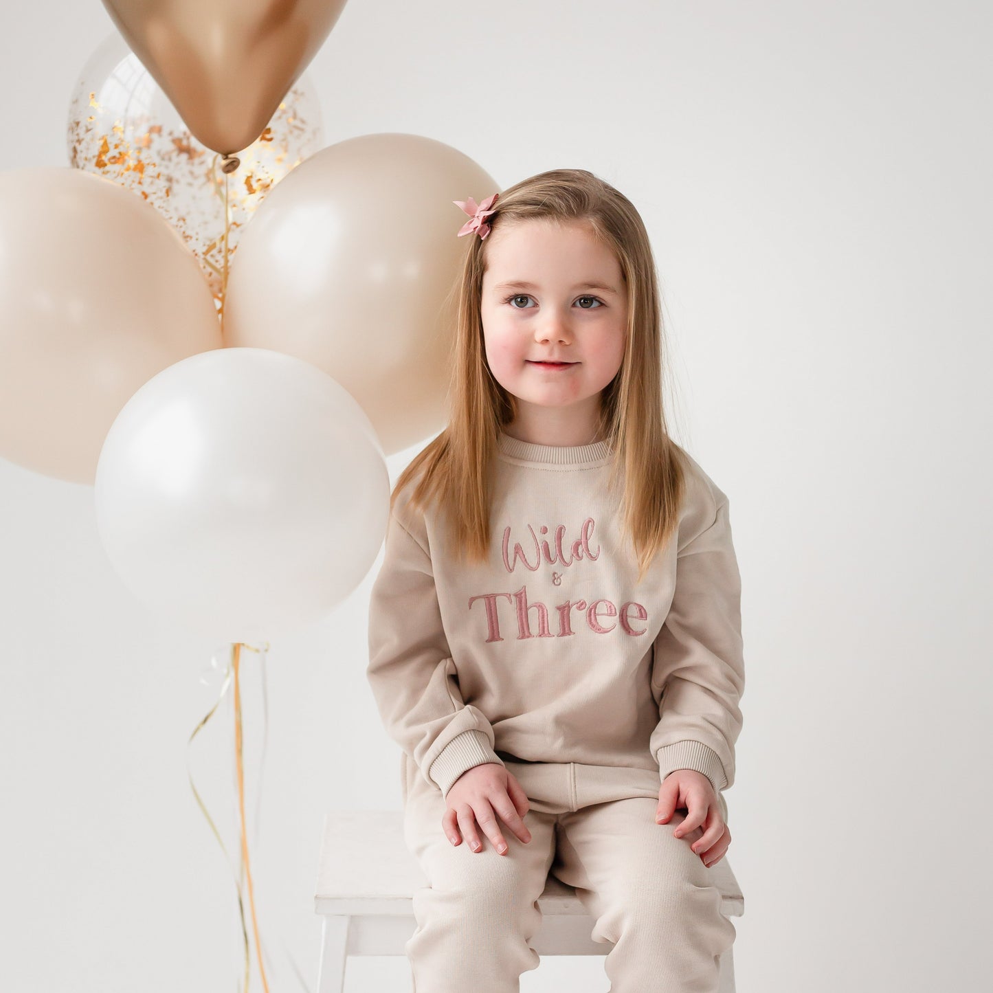 'Wild and Three' birthday embroidered sweatshirt