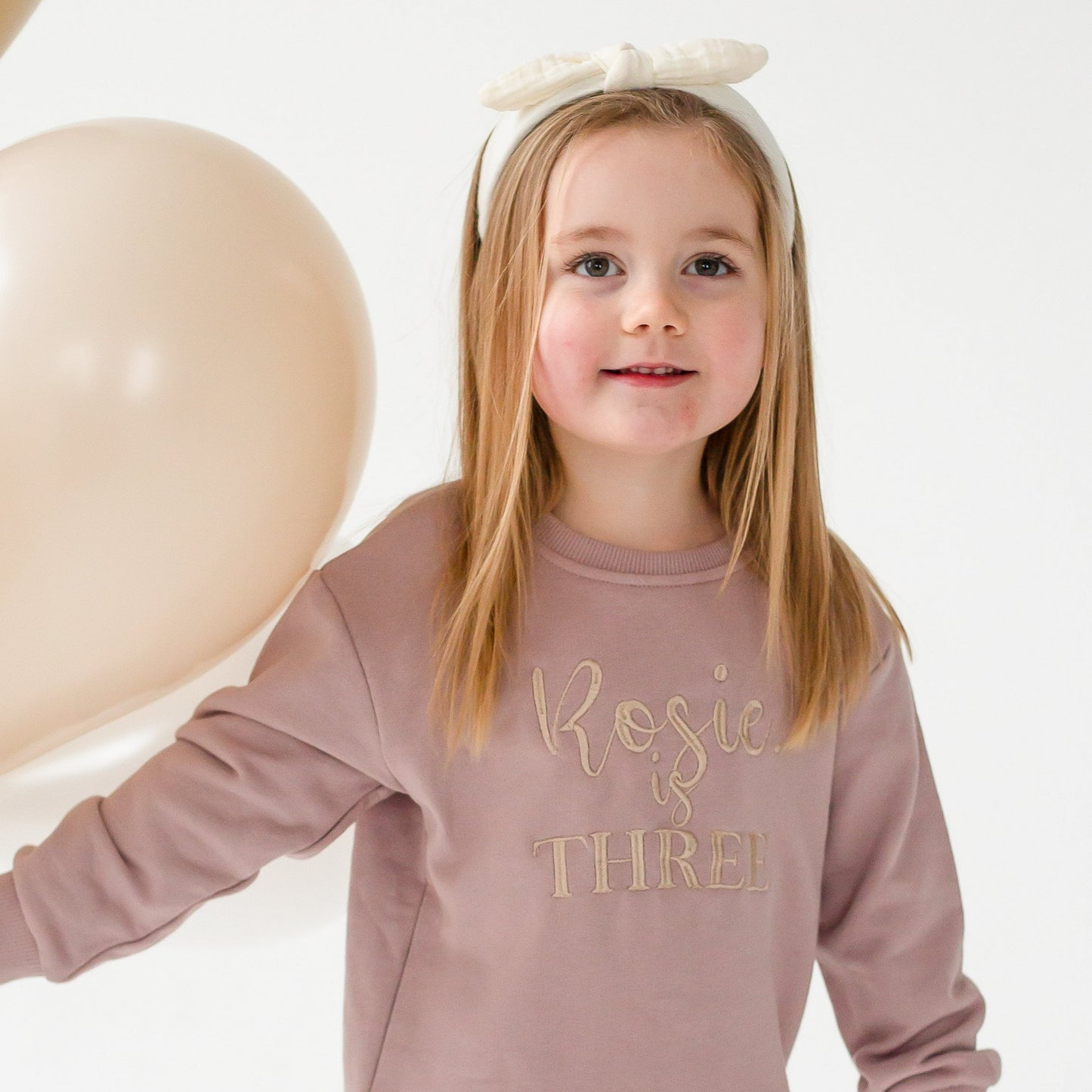 Personalised 'Three' third birthday embroidered sweatshirt