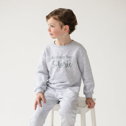 'Birthday boy' large italic personalised embroidered sweatshirt