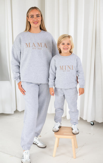 AW 'MAMA EST.' ladies' embroidered matching tracksuit set