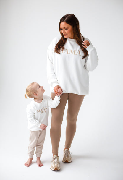 'MAMA'S BOY/GIRL' embroidered matching mini me sweatshirt