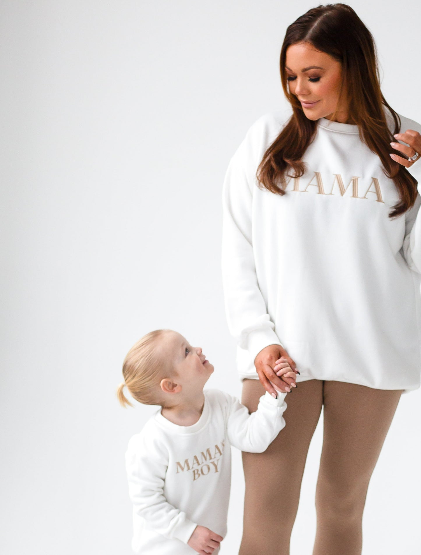 'MAMA'S BOY/GIRL' embroidered matching mini me sweatshirt