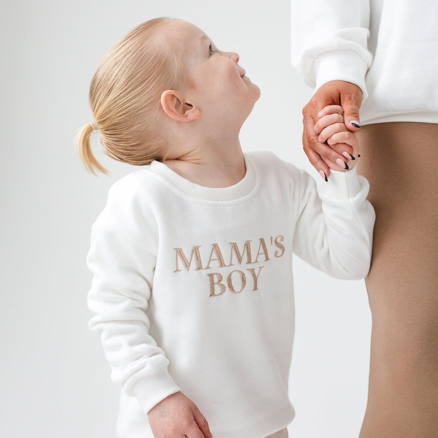 'MAMA'S BOY/GIRL' embroidered matching mini me sweatshirt