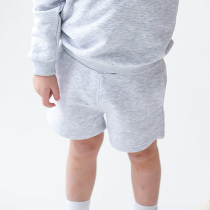 Child's sweat shorts - ash grey, stone, ivory, mocha and dark rose pink