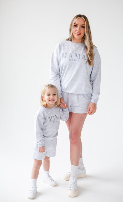 'MAMA EST.' ladies' embroidered matching mini me sweatshirt