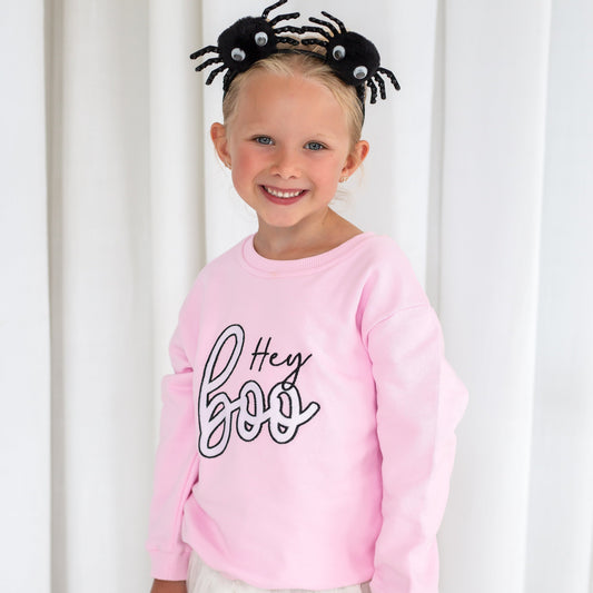 AW 'Hey Boo' pink embroidered sweatshirt