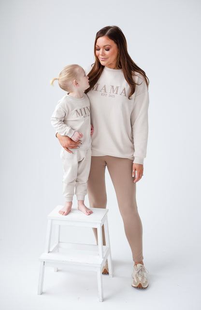 'MAMA'S BOY/GIRL' embroidered matching mini me sweatshirt