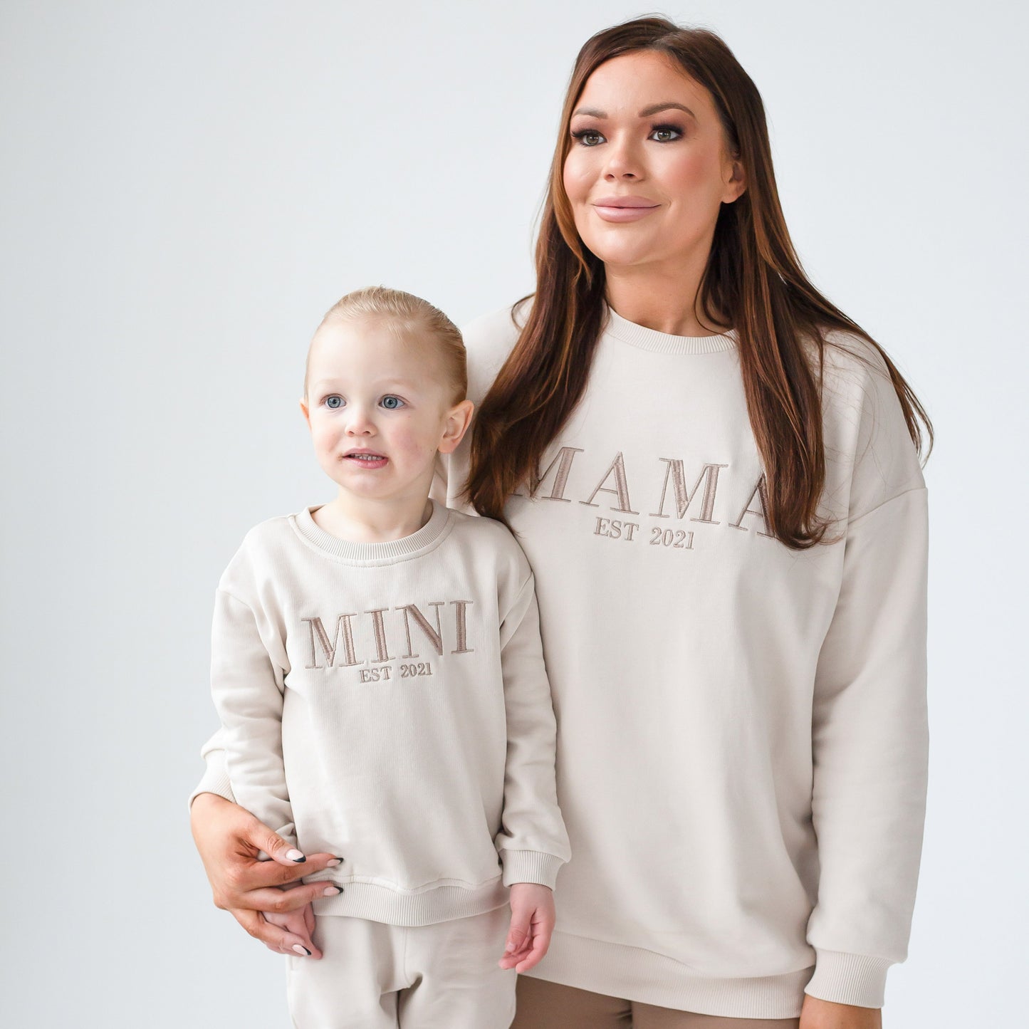 'MAMA EST.' ladies' embroidered matching mini me sweatshirt