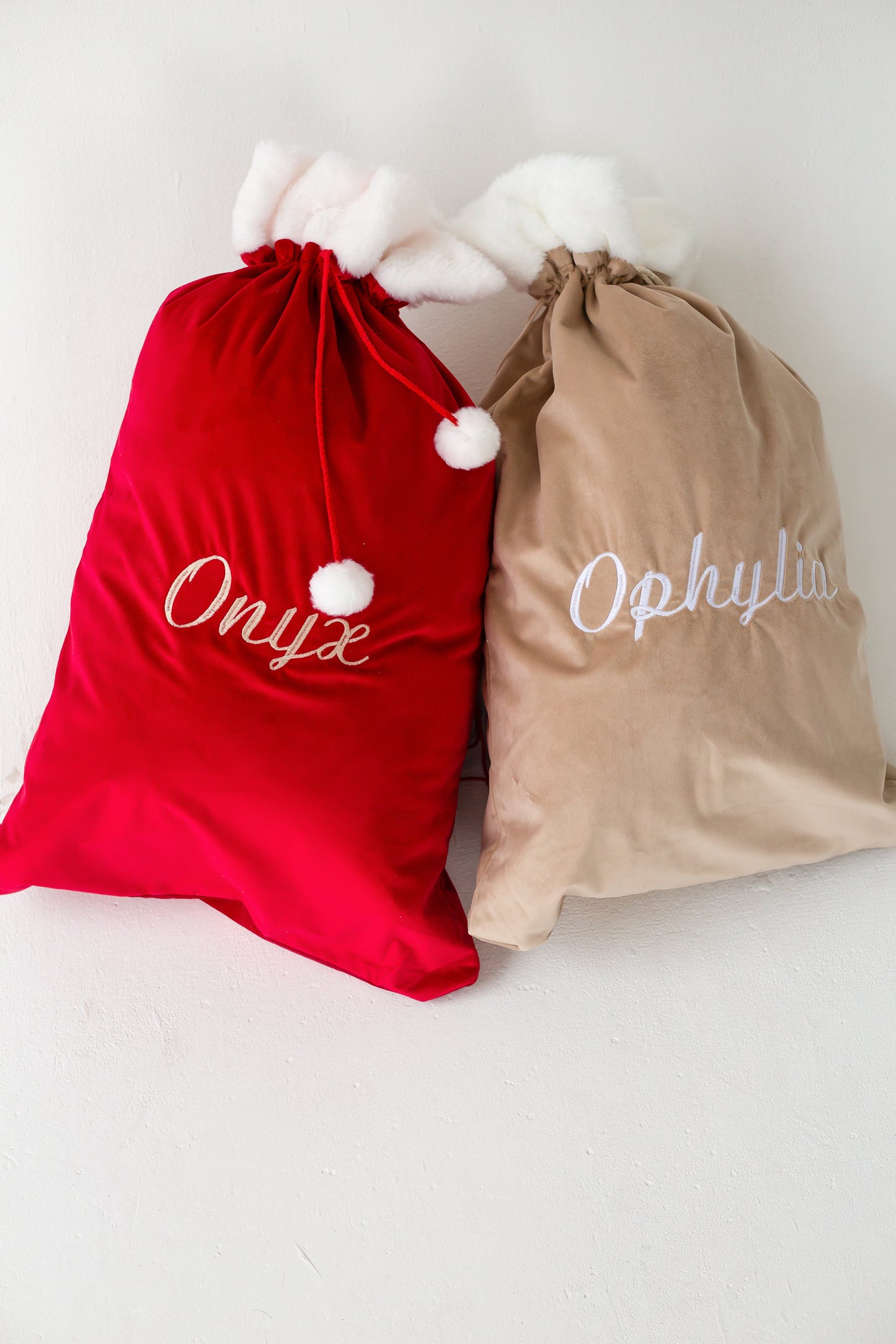 Personalised Embroidered plush Christmas Santa Sacks