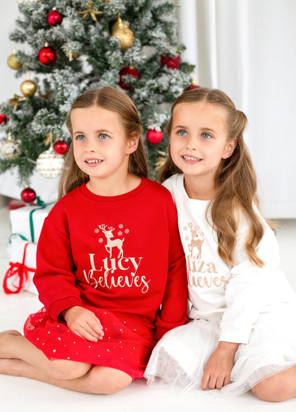 Christmas Personalised Embroidered 'Believes' Sweatshirt