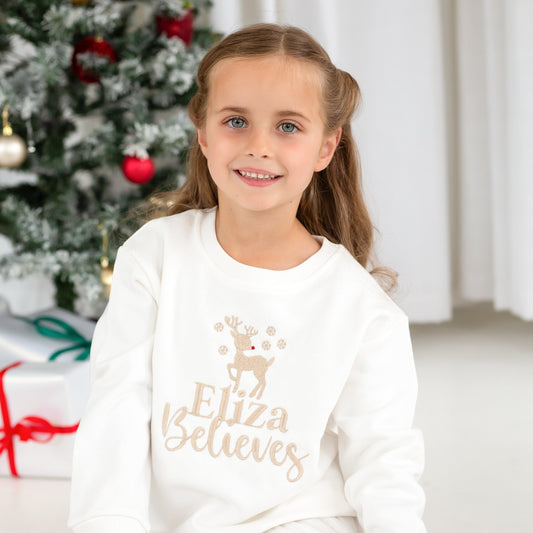 Christmas Personalised Embroidered 'Believes' Sweatshirt
