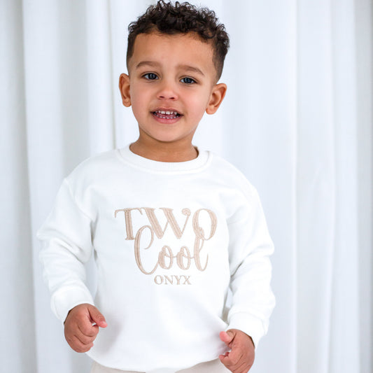 'Two Cool' Second birthday personalised embroidered sweatshirt Jumper