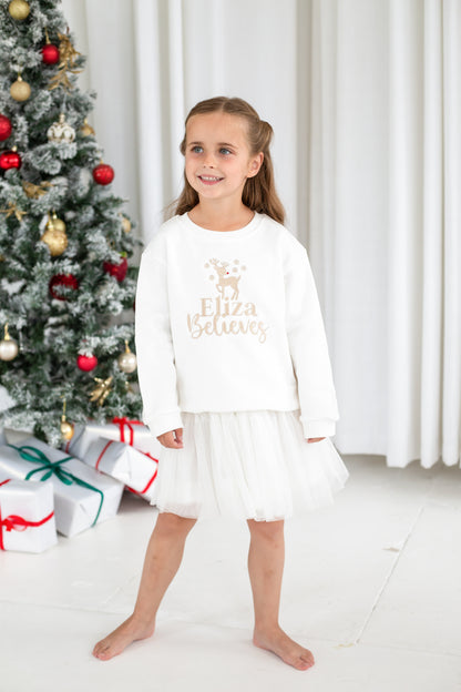 Christmas Personalised Embroidered 'Believes' Sweatshirt