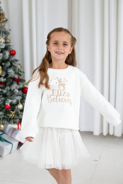 Christmas Personalised Embroidered 'Believes' Sweatshirt